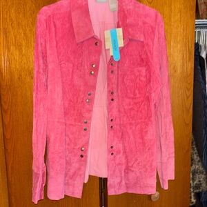 S
NWT suede snap-front top
